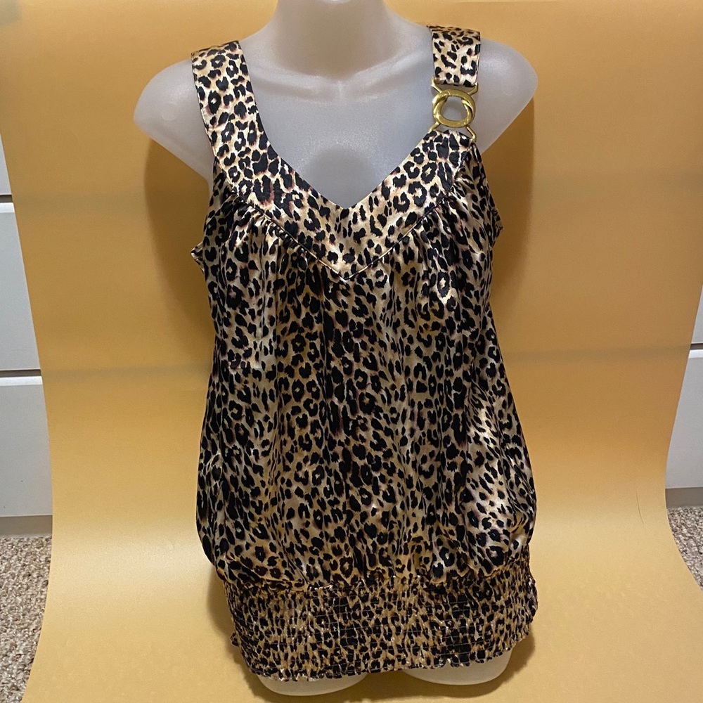 Leopard Print Satin Blouse - Picture 2 of 5